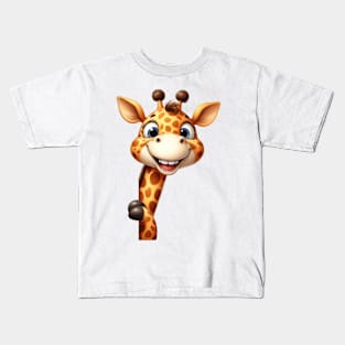 Cute Giraffe Playing Peek a Boo Kids T-Shirt